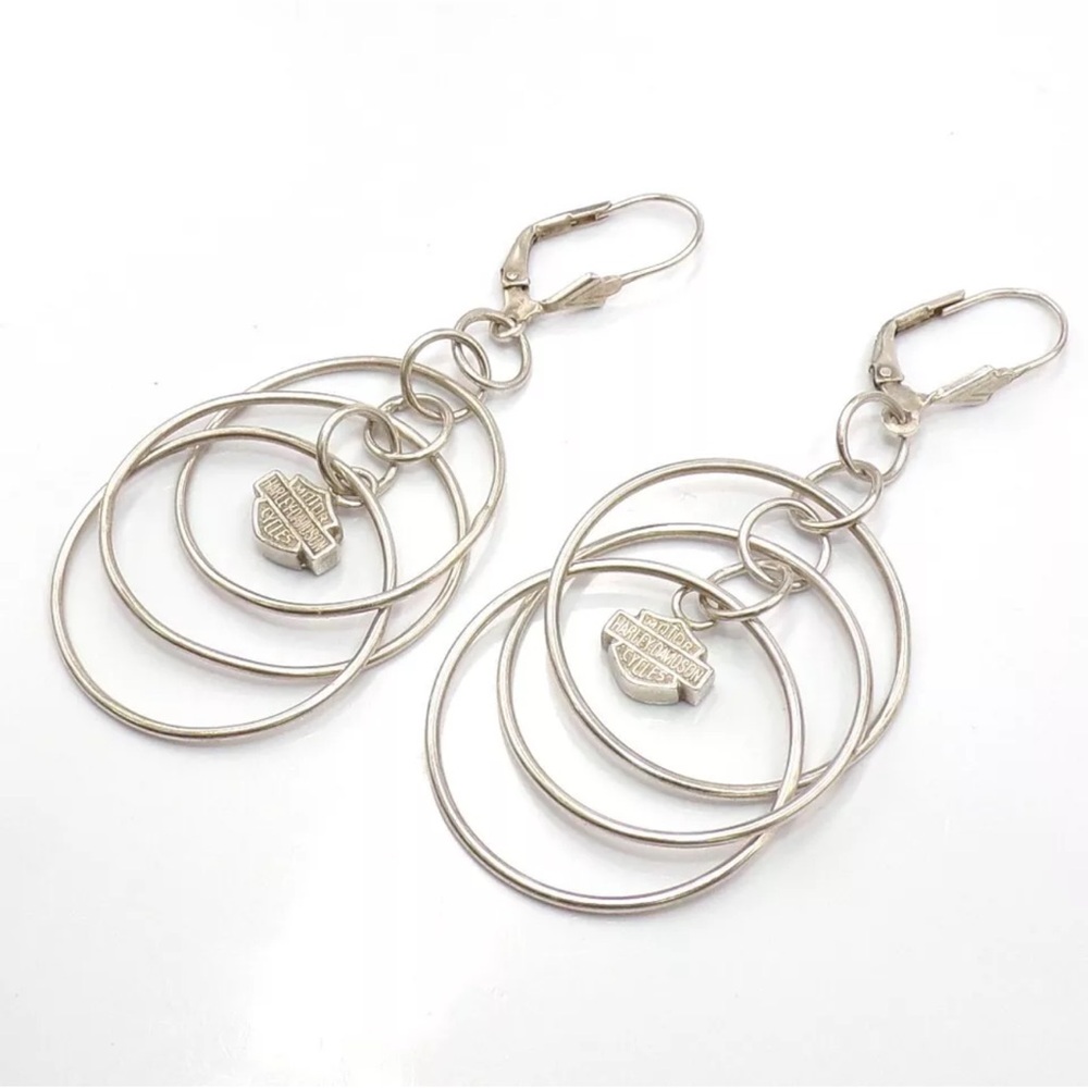 925 Harley Davidson Multi Orbit Hoop Mobile Logo Earrings